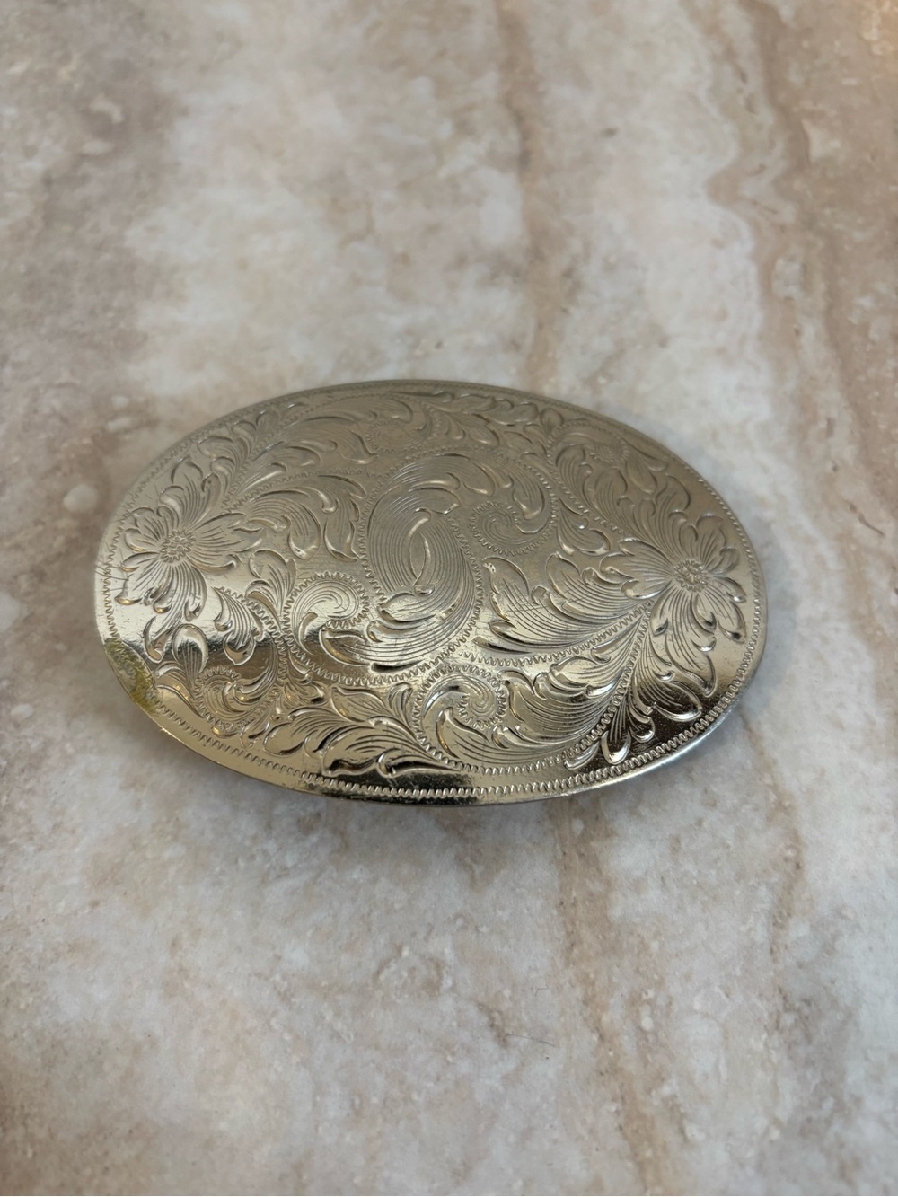 Montana Silversmiths engraved silver belt buckle